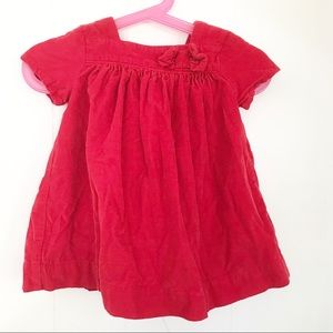 Gap | Red Corduroy Short Sleeve Party Dress
